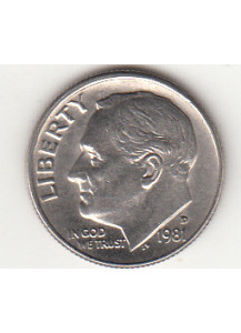 1981 - 10 Cents (Dime) Rame-nickel Dollaro Stati Uniti Roosevelt  Dime FDC